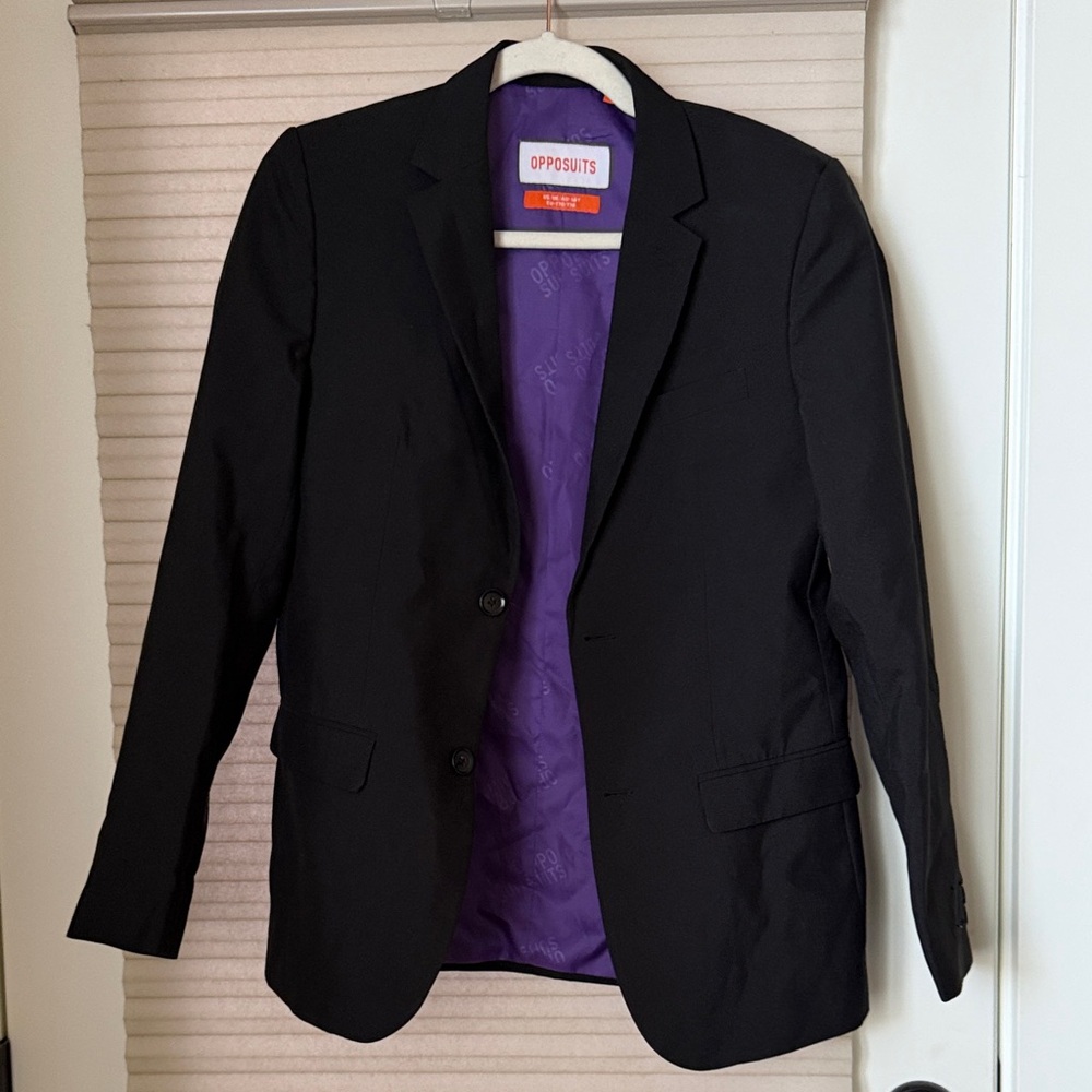 OppoSuits Black Blazer with Purple Lining youth suit jacket